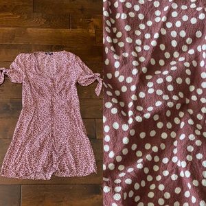 Express Tie Sleeve Polka Dot Mini Dress